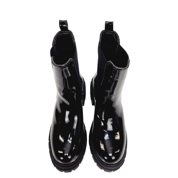 Black Patent Leather Chelsea Boots With Chunky Sole UK 4 EUR 37 USA 6 - Picture 5 of 13